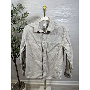 H&M Relaxed Fit Women's XS Gray 100% Cotton Button Up Shirt Grunge 90s Overshirt